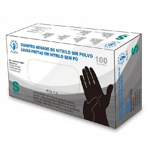 Imagen de Guantes nitrilo negro sin polvo S 100uds.