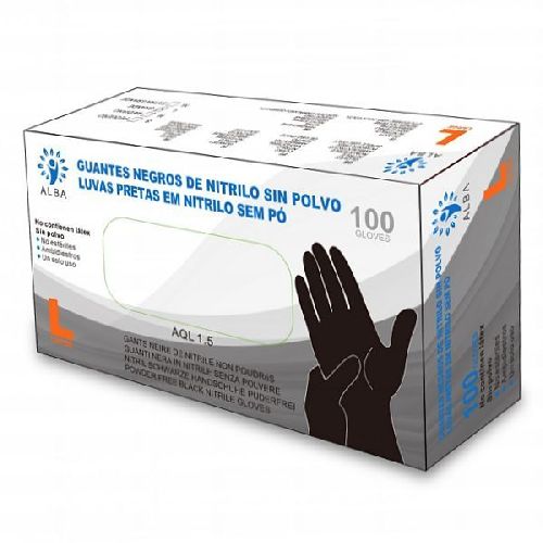 Imagen de Guantes nitrilo negro sin polvo L 100uds.