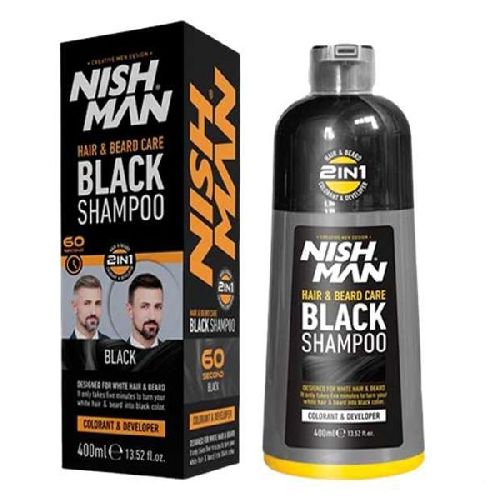Imagen de Black Shampoo cabello y barba NISHMAN 400ml